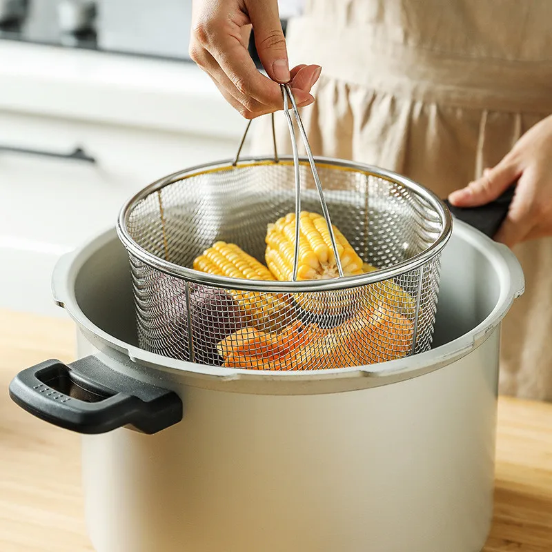 Description Picture 3 of itemPressure Cooker Rice Steamer with Handle Stainless Steel Oil Filter Drain Basket Food Steaming Rack Kitchen Cooking Utensils