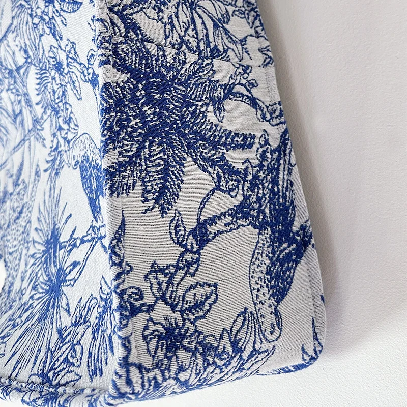Große Kapazität Handtasche Leinen Baumwolle Blumenstickerei Retro exquisite Doodle Mode EinkaufstascheEinkaufstasche – Detail 2