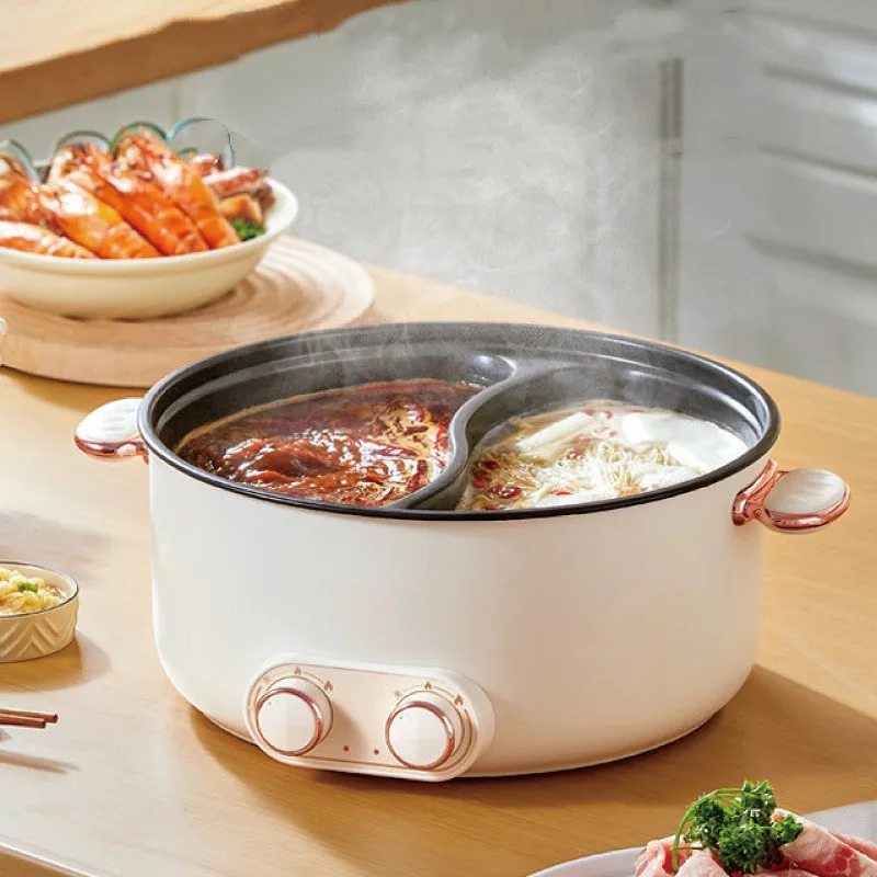 

Многофункциональная электрическая кастрюля Yuanyang, большая емкость 1500 Вт, двойная кастрюля для супа, антипригарная электрическая кастрюля для приготовления пищи, 6 л