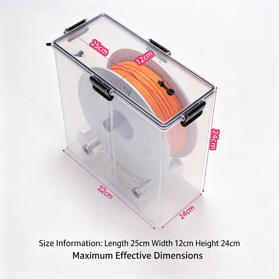 Dustproof 3D Printing Filament Dry Box Hygrometer Thermometer Filament Storage Case Viewable Anti-Moisture image 3