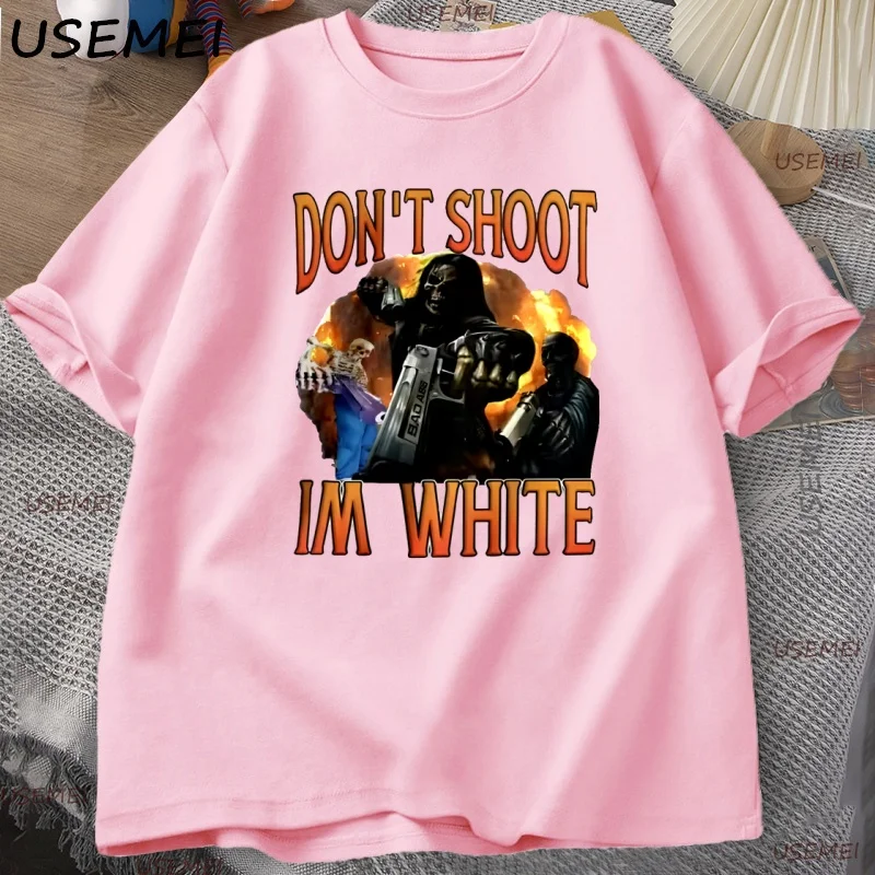 Playful Don't Shoot Graphic Unisex Vintage T-Shirt – Casual Humor Short Sleeve Streetwear Tee