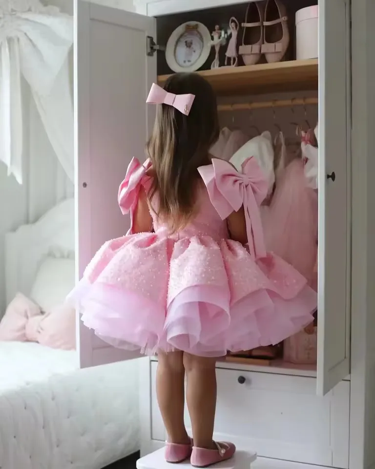 Luxurious Birthday Party Dress For Girls Ball Gown Elegant Beads Evening Dresses For Teenage Girls Party Frock Wedding Kids girls dresses