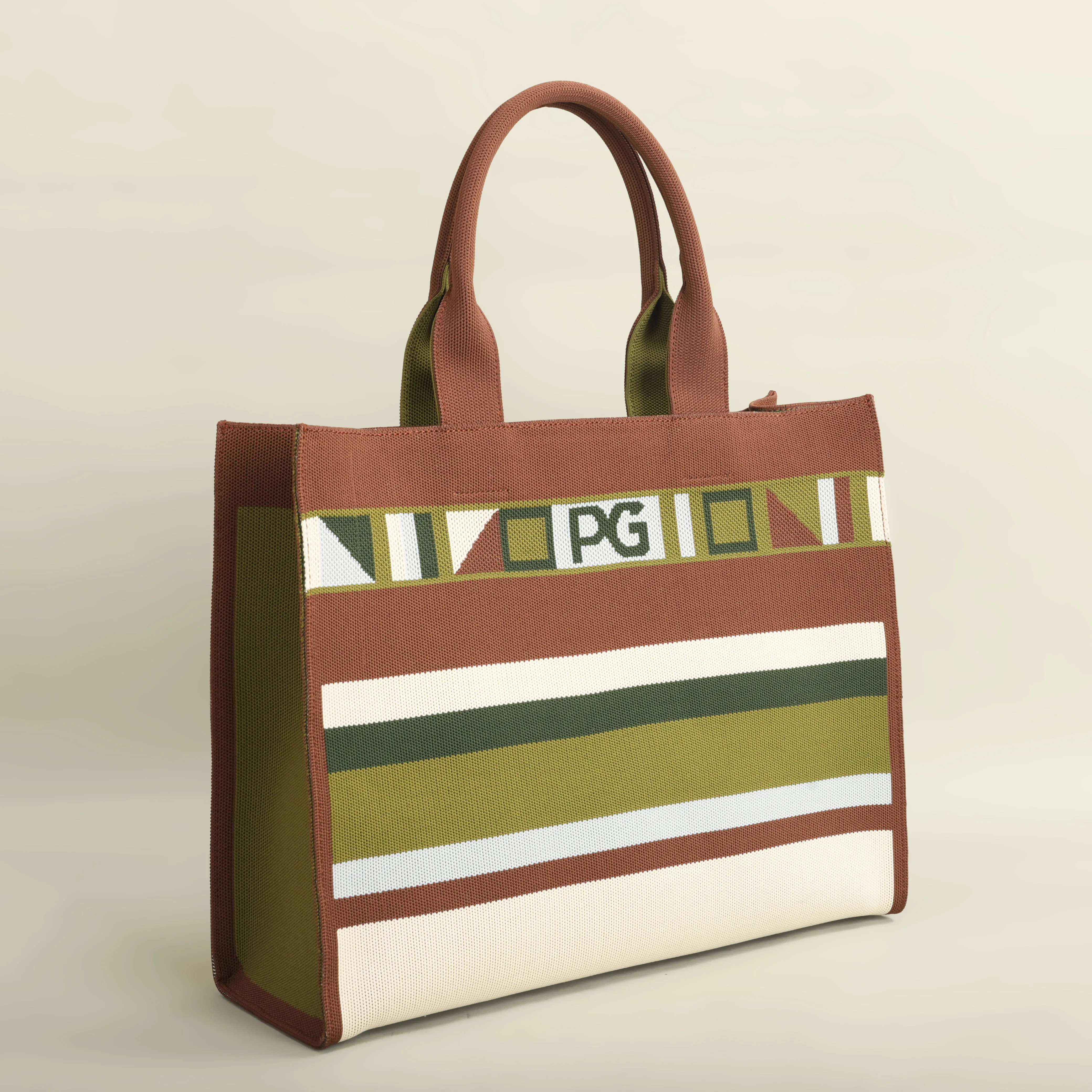 Fashionable striped mesh tote bag for shopping and parties