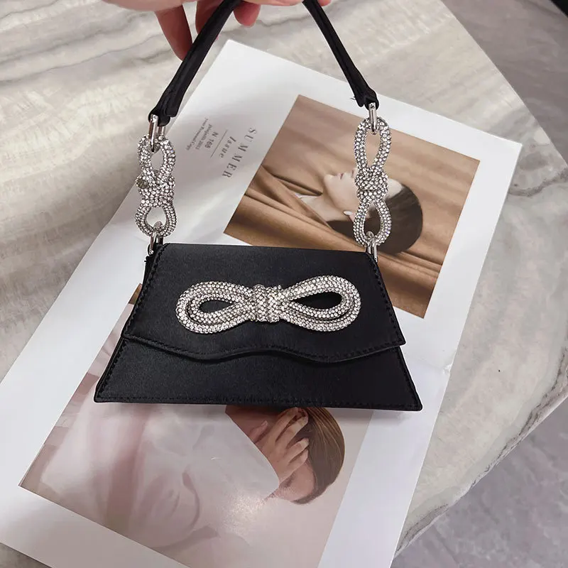 Bling Luxury Totes Designer Diamond Shiny Bags Shoulder Bow Sweet