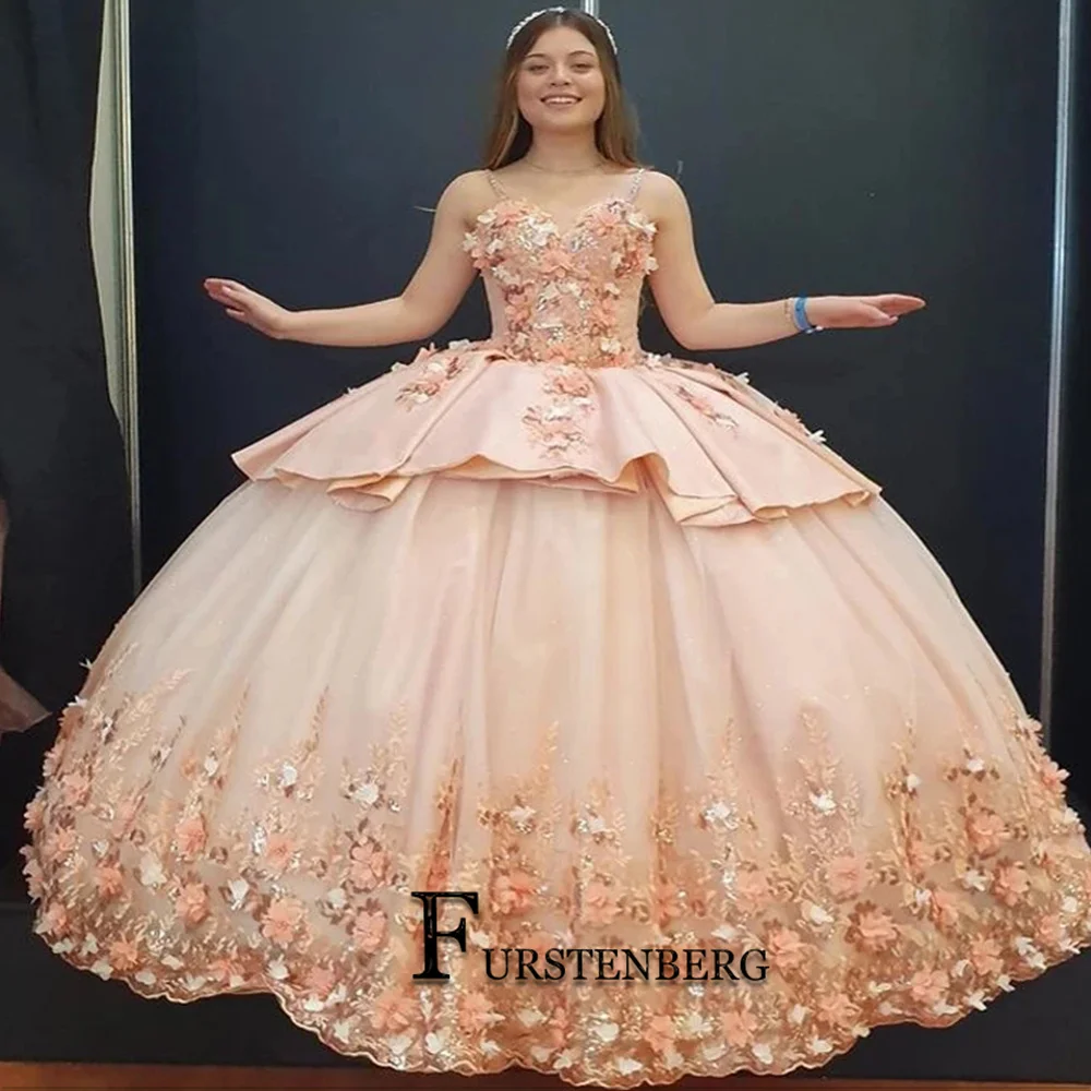 

Fanshao Quinceanera Princess Layered Tiered Dresses Ball Gown Appliques Floral Print Sweet 16 Vestidos De Fiesta Custom Made