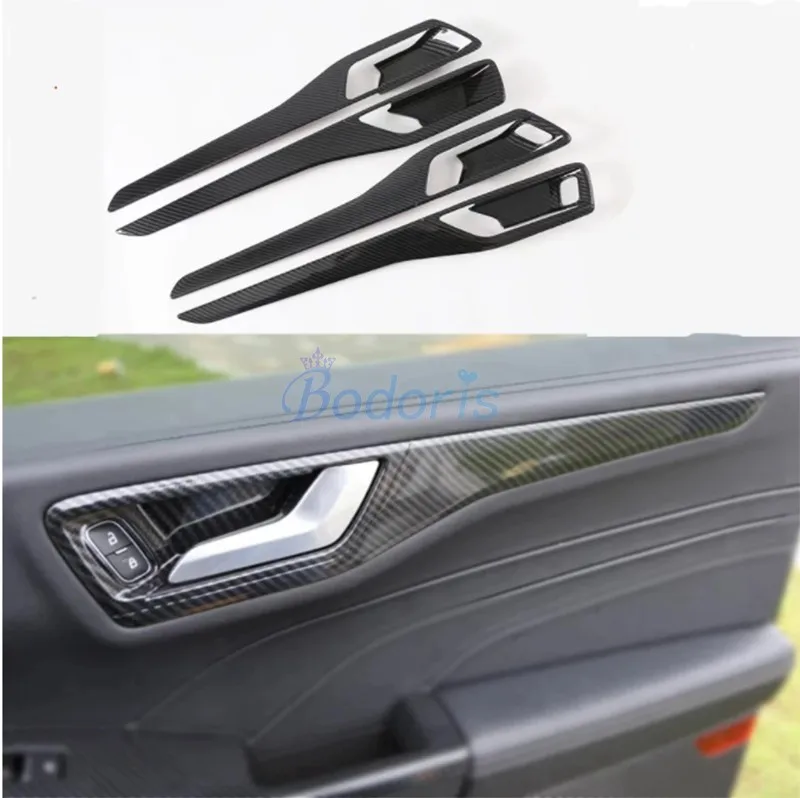 

Для Ford Escape Kuga 2020 2021 углеродное волокно цветная внутренняя дверная ручка Защитная панель дверная ручка внешняя Чаша отделка Аксессуары