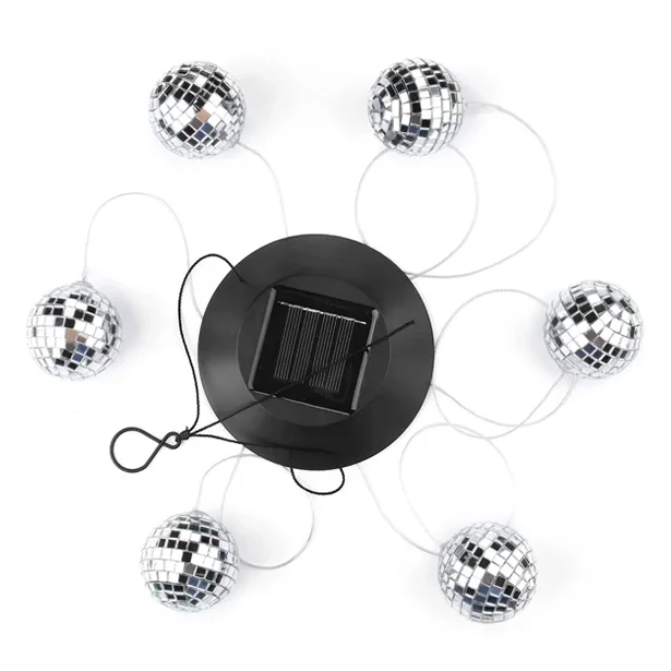 Color-Changing Disco Mirror Ball Lamp Solar Powered Wind Chime Mobile Hanging Light for Garden Landscape Pathway Festival Decor