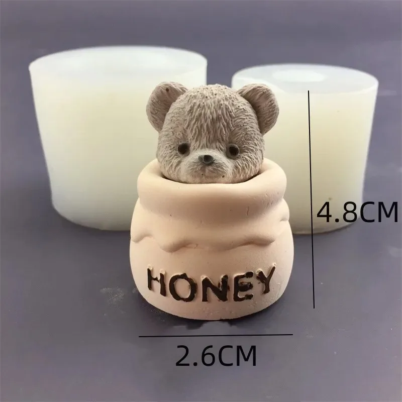 Description Picture 3 of itemCute Bear Honey Jar Silicone Candle Mold Chocolate Cake Ice Cube Mold Aromatherapy Plaster Drop Glue Mold Candle Making Supplies