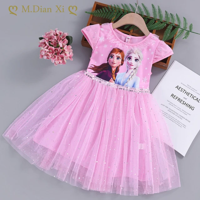 Vestido De Princesa Elsa Frozen, Vestido De Verão Para Crianças - Vestidos  Casuais Para Meninas - AliExpress