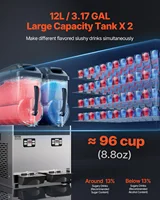 VEVOR Commercial Slushy Machine, 12Lx2 Double Tank Frozen Drink Machine, Stainless Steel Margarita Smoothie Frozen Drink Maker 2