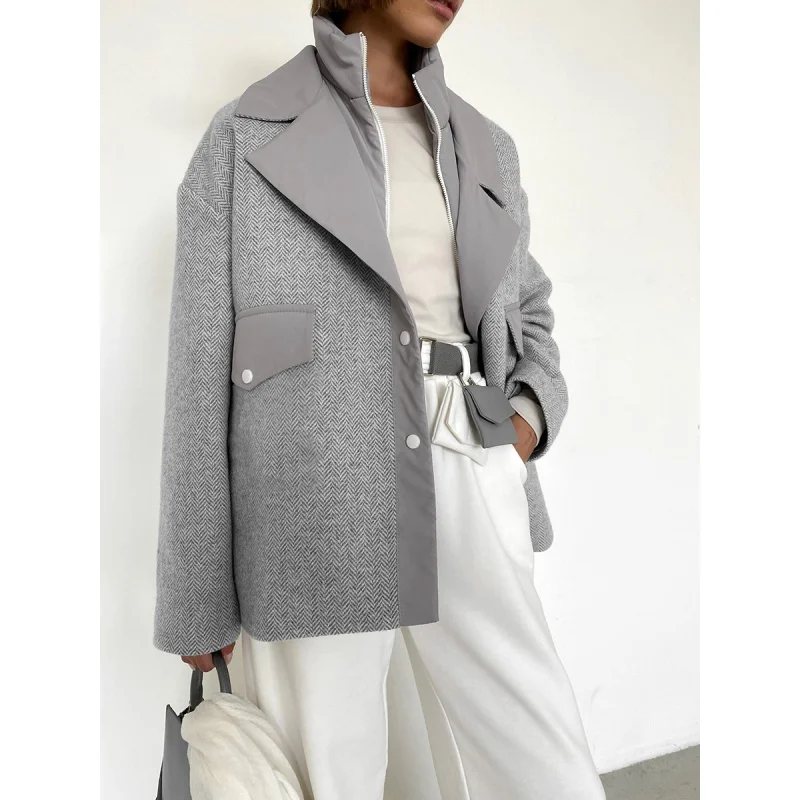 Autumn and Winter New Woolen Coat Fashionable Warm Mid-Length Suit Turtleneck Top Design Women's Clothing Yy18