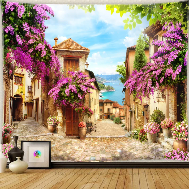 Landscape Room Decoration Natural Tapestry Sea View