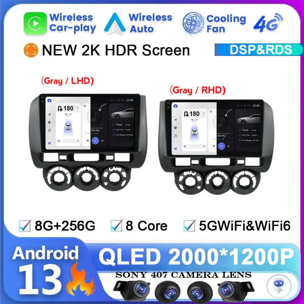 

Android 13 для Honda Fit Jazz City 2002-2007, автомобильное радио, беспроводной Автомобильный плеер, стерео, мультимедийное видео, GPS-навигация, Wi-Fi