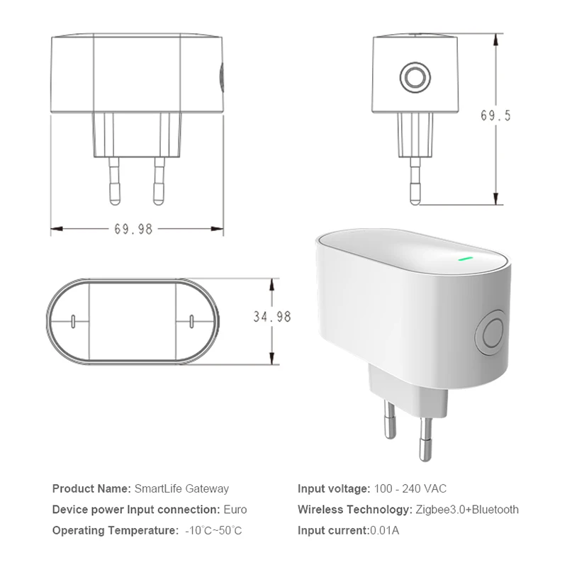 ZigBee Gateway Hub ZigBee/Bluetooth Mesh Plug-in Type Multi-mode Gateway Bridge Hub Supports Smart Home Automation Tuya