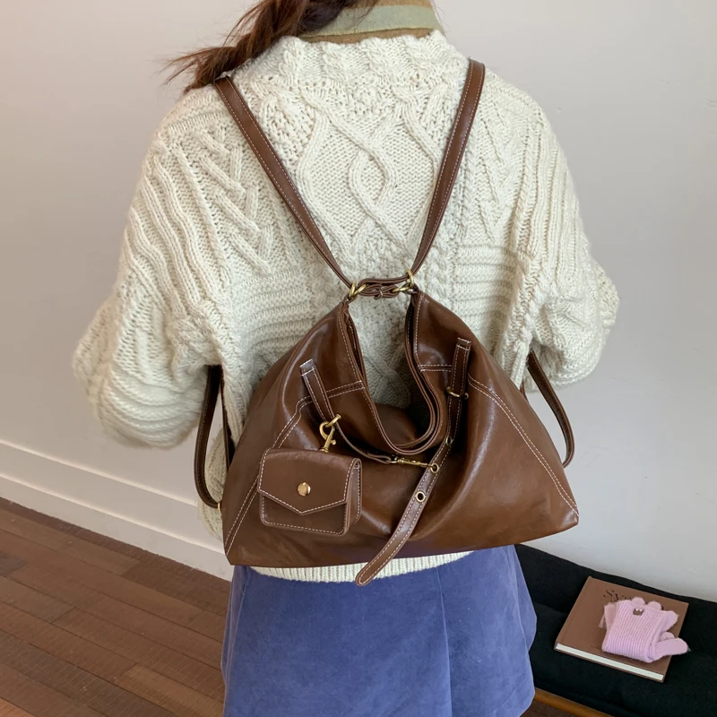 Schwarze Umhängetasche mit Münzbörse, hochwertige Umhängetasche aus weichem Leder, braune Handtasche, Designer-Eimer-Umhängetasche, Tragetaschen für den Pendelverkehr – Detail 2