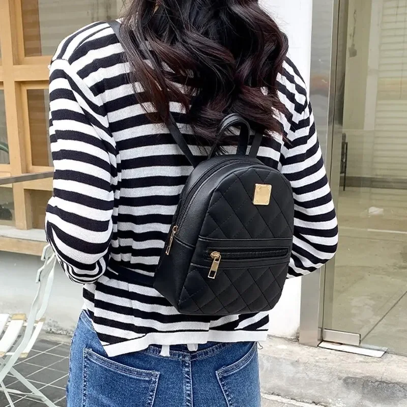 Women's PU Leather Backpack – Fashion Designer Small Bag for Girls, Mini Shoulder Bag, Stylish School & Travel Backpack 백팩