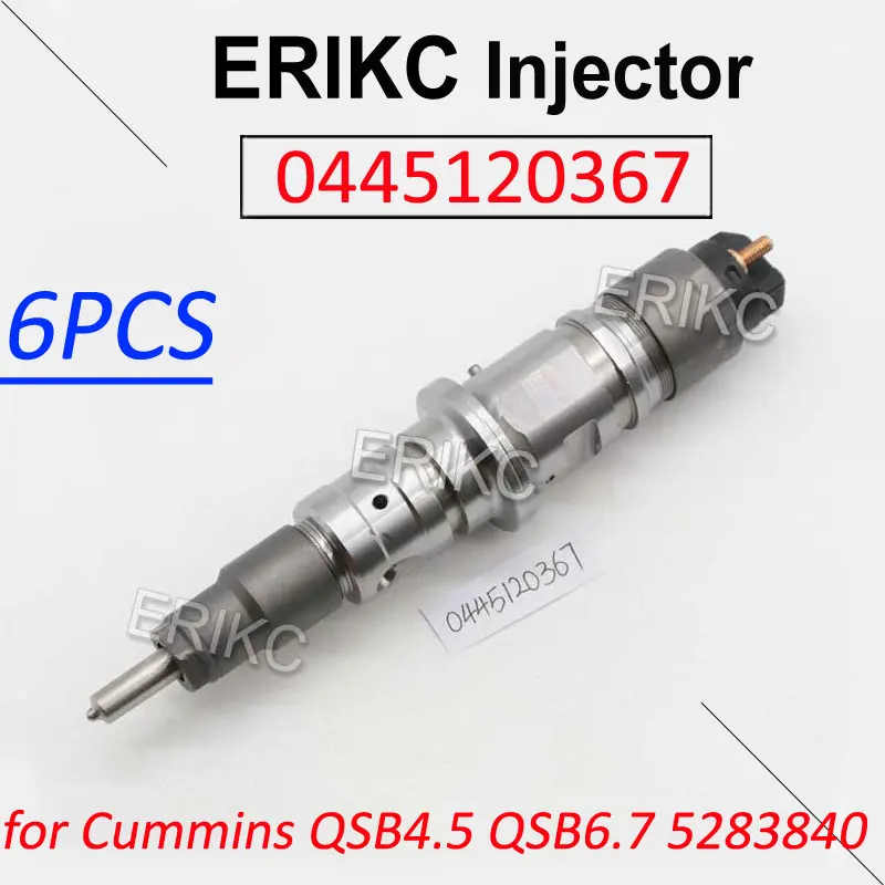 

6PCS 0445120367 5283840 QSB4.5 QSB6.7 Diesel Engine Fuel Injector Set 0 445 120 367 CR Injection For Bosch Fiat 0445 120 367