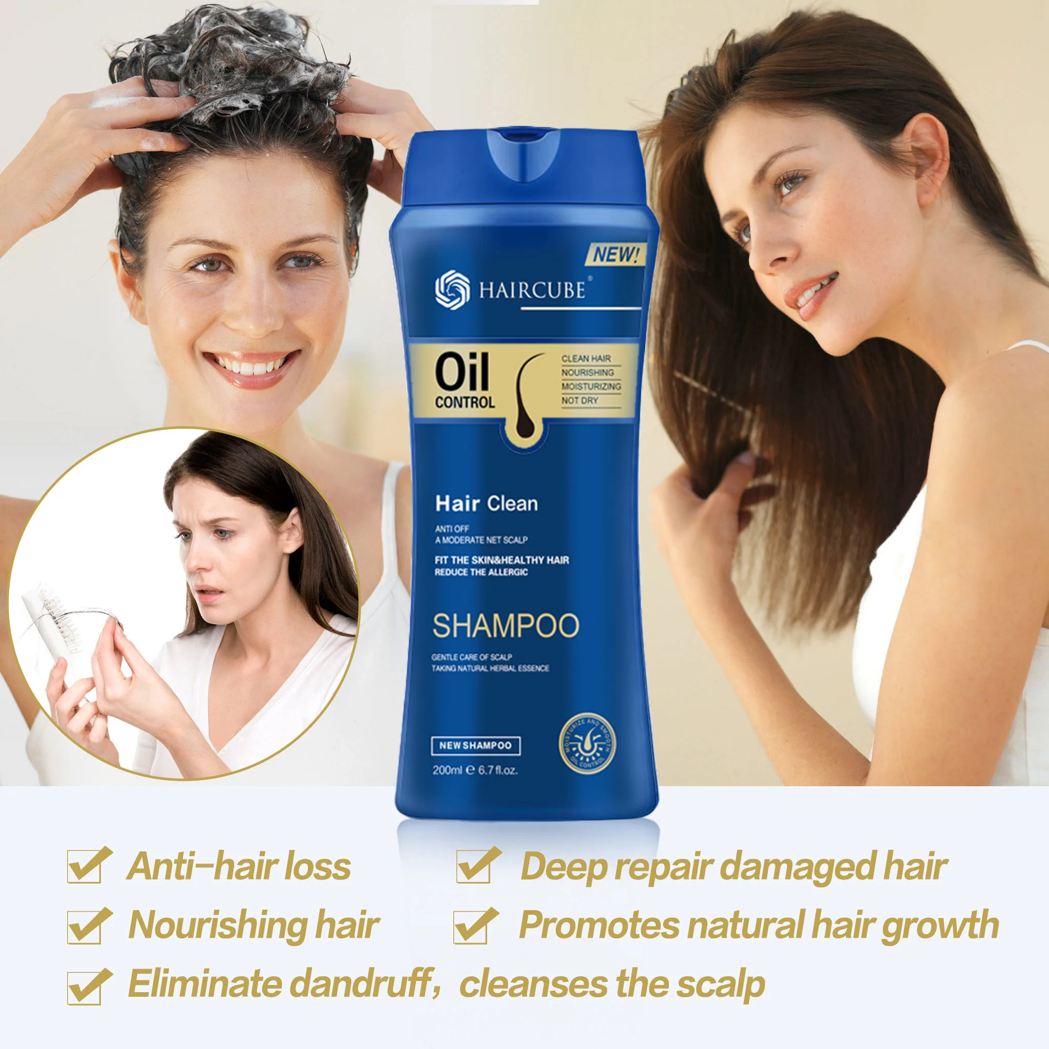 Hair Growth Shampoo Anti-Hair Loss Gentle Cleansing Refreshing Oil Control Moisturizing Anti-dandruff 200ML for Men and Women