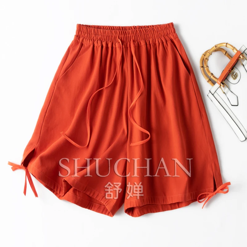 

100% Natural Silk 2024 Summer New High Waisted Shorts Pantalones Mujer Verano Short Pants Women