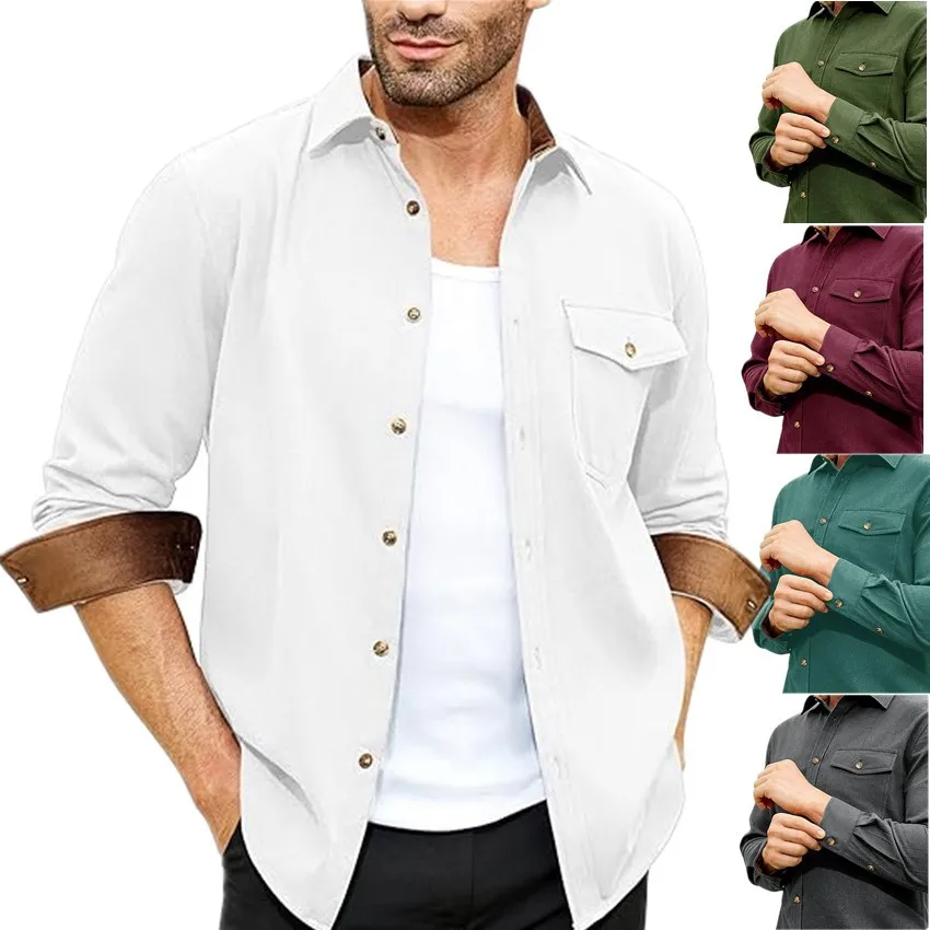 Mens Long Sleeve Business Workwear Blouse Shirts