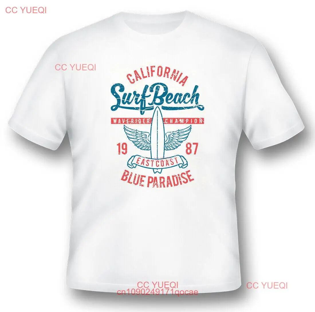 Пляжная футболка для серфинга Калифорния синий Рай черный или белый