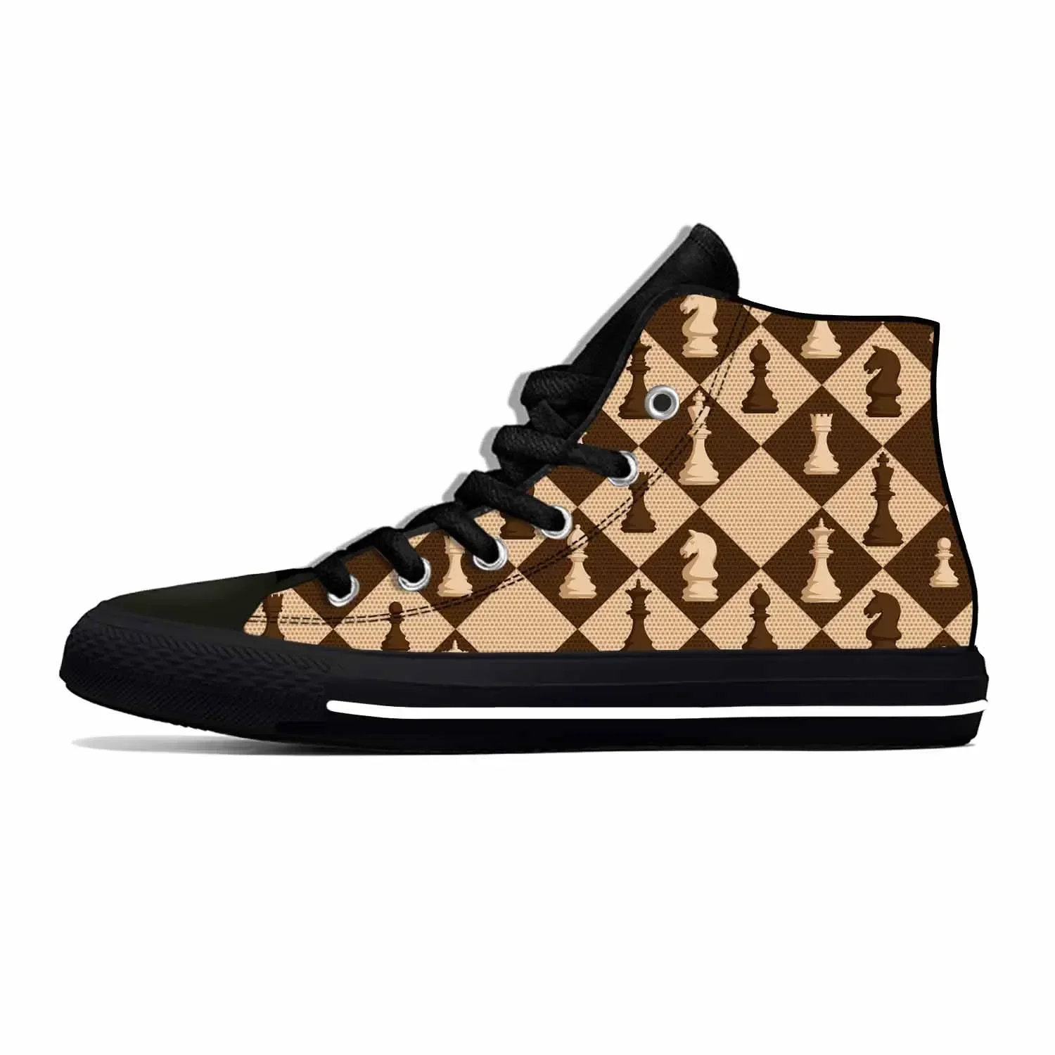 Checkmate Chess Pieces Board Pattern Cool Fashion Casual Cloth Shoes High Top Comfortable Breathable 3D Print Men Women Sneakers 3