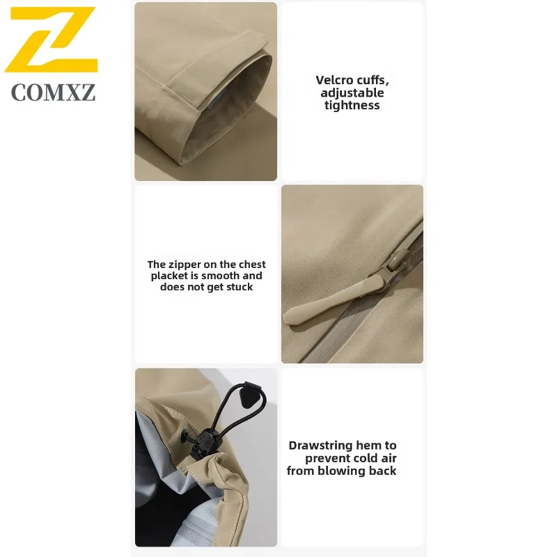 COMXZ Windbreaker Jacket 3-In-1 High Quality Brand Travel Camping Trench Coat Hiking Handsome Scratch Resistant Men's Outerwear