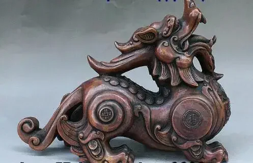 

13 "Old China FengShui Perunggu Kekayaan Koin Menguntungkan Binatang Unicorn Pixiu Patung