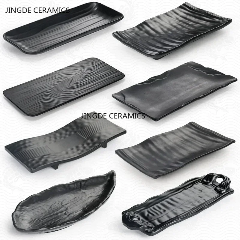 Non-breakable Melamine Tableware Sushi Barbecue Plate Japanese Plastic Strip-shaped Dinner Plates Kitchen Accessories
