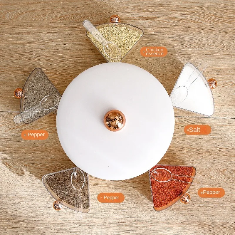 

Rotating Seasoning Box Set, Household Kitchen Supplies Storage Integrated, Moisture-proof, Multi Compartment Seasoning Can