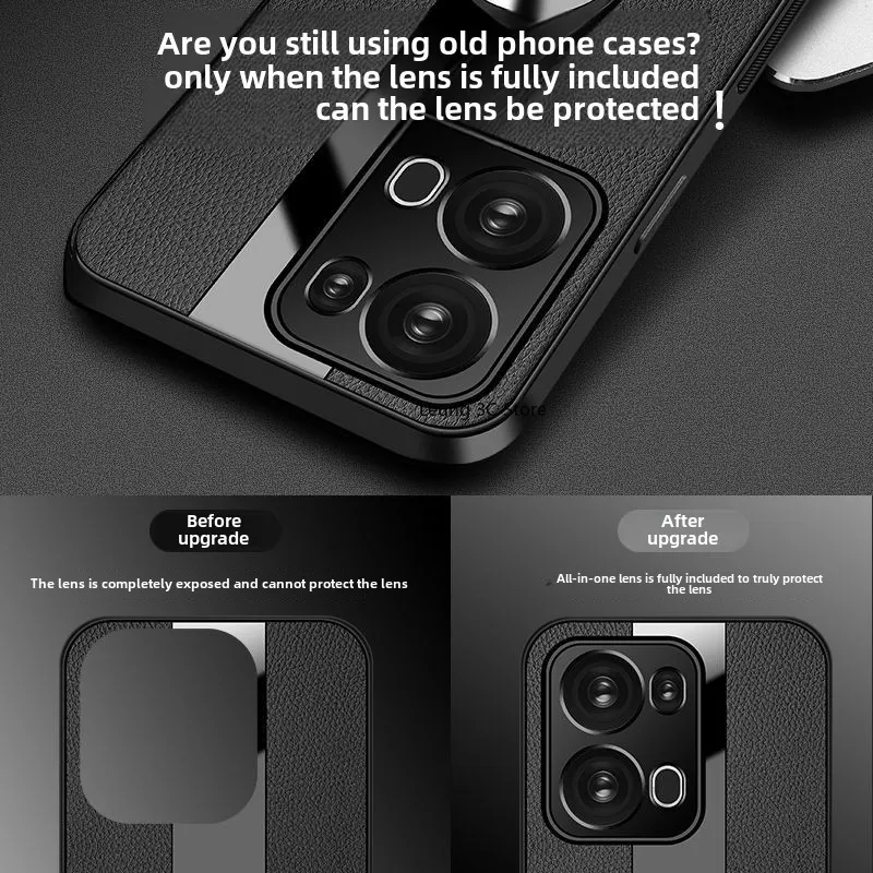 Luxury Leather Ring 360° Rotating Bracket Shockproof Back Cover Case