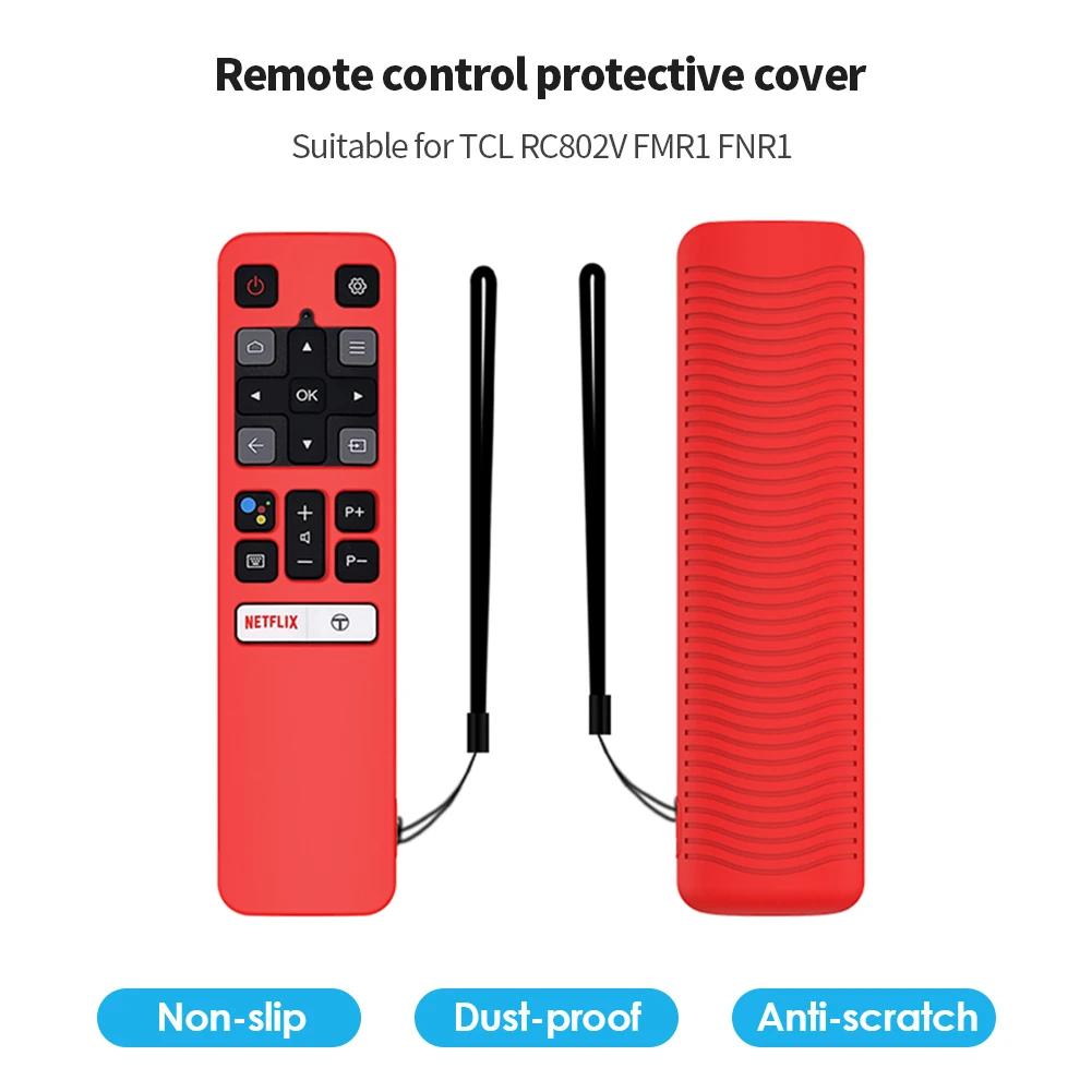 Silicone Protector Full Cover for TCL RC802V FMR1 FNR1 with Lanyard Portable Remote Controller All Protective Case Luminous Blue 2