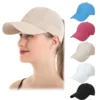 Breathable Fashion Unisex Baseball Cap Solid Color Cross Ponytail Baseball Cap for Outside Sun Protections 1