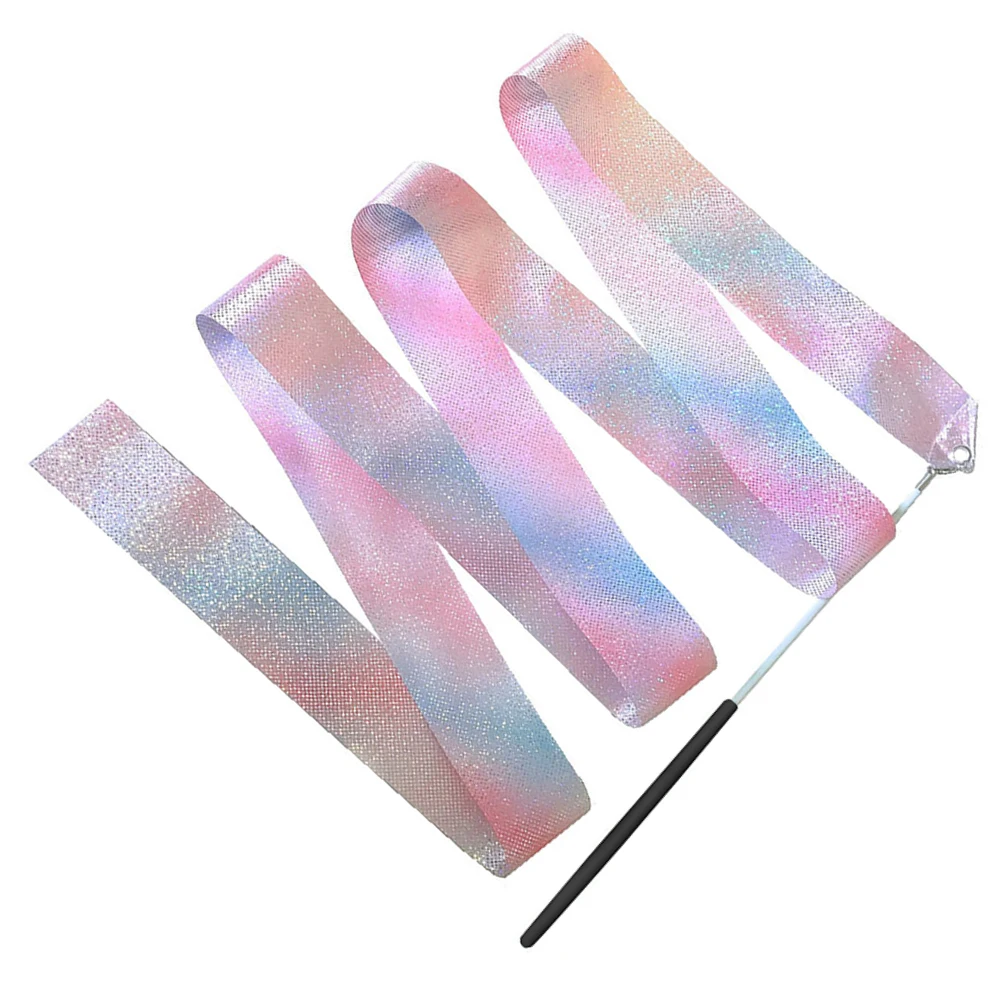 2/4M Flashing Dance Ribbon with Wand Sparkling Dance Ribbon Multifunction Twirling Ribbon Streamer Aesthetic for Talent Shows