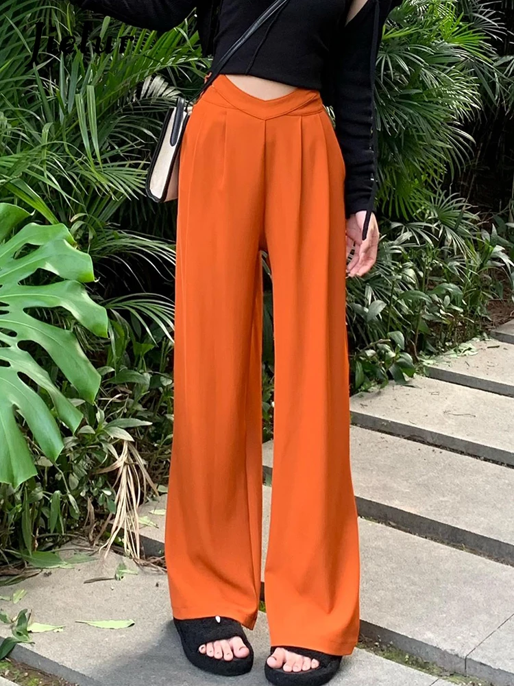 パンツ OSEREE Woman Pants Orange LPPS250 SUNSET Orange Women Pants Straight | Casual Pants Female Orange