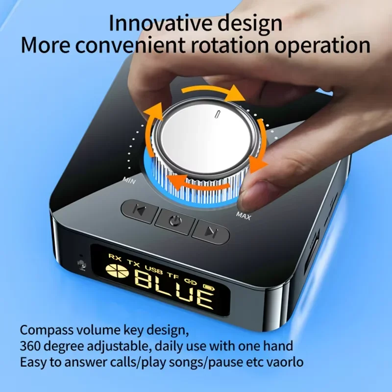 Bluetooth 6.0 Audio Receiver and Transmitter with FM, NFC, and USB Playback for Home Stereo with Hands-Free Calling