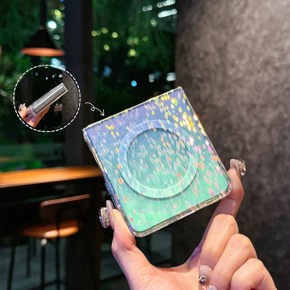 Stylish Glitter Plated Magnetic Phone Case with Soft TPU Shell