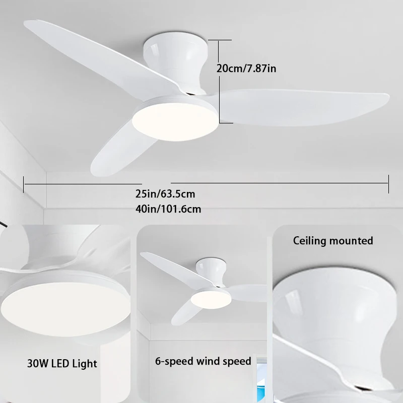 LED Ceiling Fan Lights Modern Led Ceiling Fan Lights DC Motor 6 Speeds Timing Fans Low Floor Loft Remote Control Fan With Lights Bedroom Dining room