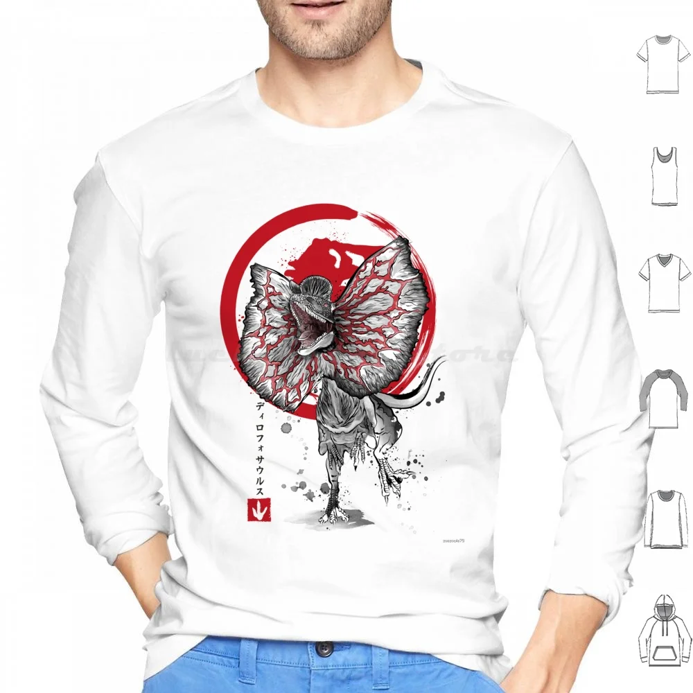 Dilofosauro Sumi E Felpa Con Cappuccio Cotone Manica Lunga Dilofosauro Dinosauri T Rex Giappone Sumi E Velociraptor Tyrannosaurus Rex