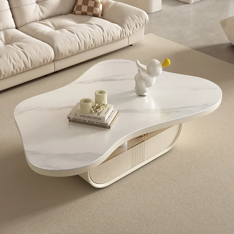 

Italian Luxury Coffee Table Irregular Cream Wind Simple Modern Shaped Cloud Coffee Table Slate Tavolino Beautiful Decoration