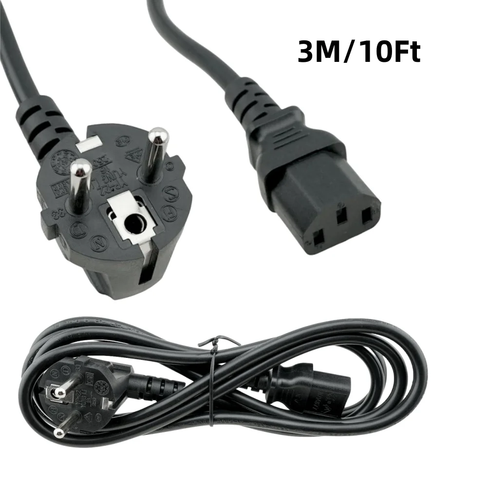 Cabo de Alimentação ue para tv hp Dell pc Monitor de Computador Impressora Cabo de Extensão Plugue ue Cabo de Alimentação Iec C13 10a 3m 10ft