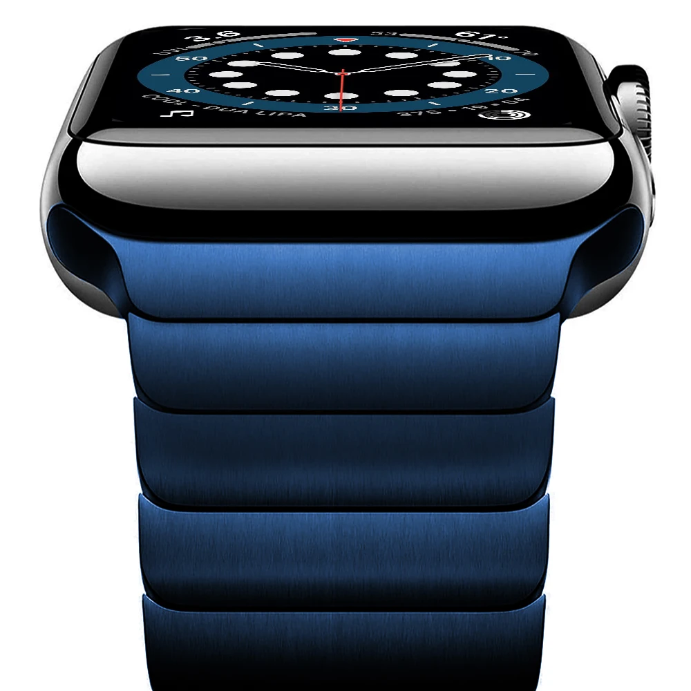 Apple Watch Series 7 6 5 4 Matte Stainless Steel, Metal Links Bracelet Color: Blue, Band Width: 38mm, 40mm, 41mm