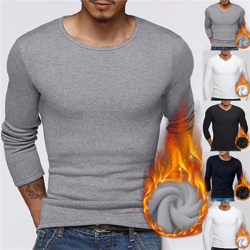 2022 Men's Winter Long-sleeved Thermal Underwear Men Plus Velvet Padded ...