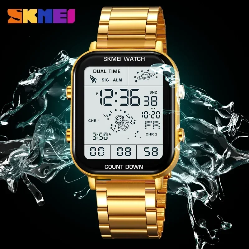SKMEI 2301 Digital Watches for Men Luxury Waterproof Sports Stainless Steel Shockproof Mens Wristwatches Clock 1888 Reloj Hombre