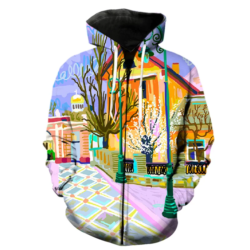 thumbnail image 1 of Sudadera con capucha con cremallera y pintura artística impresa en 3D abstracta para hombres y niños, sudaderas con capucha de hip hop para adolescentes, ropa de calle, sudaderas holgadas Harajuku, 1 of 5