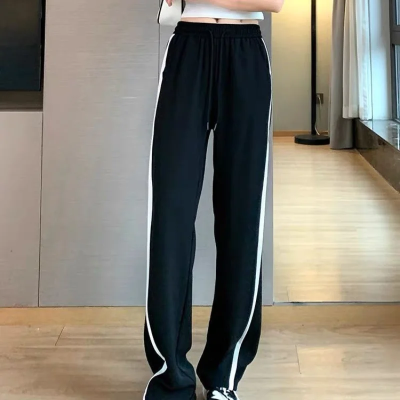 Fashion Casual Women's Set 2023 Spring and Autumn Korean Version Loose Bowknot Patchwork Top Sports Wide Leg Pants Two-piece Set