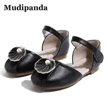 

Summer Children Princess Shoes Of Girl 3 To 12 Years Black Leather Classic Girls School Shoe Round Toe Shell Kids Roman Sandals