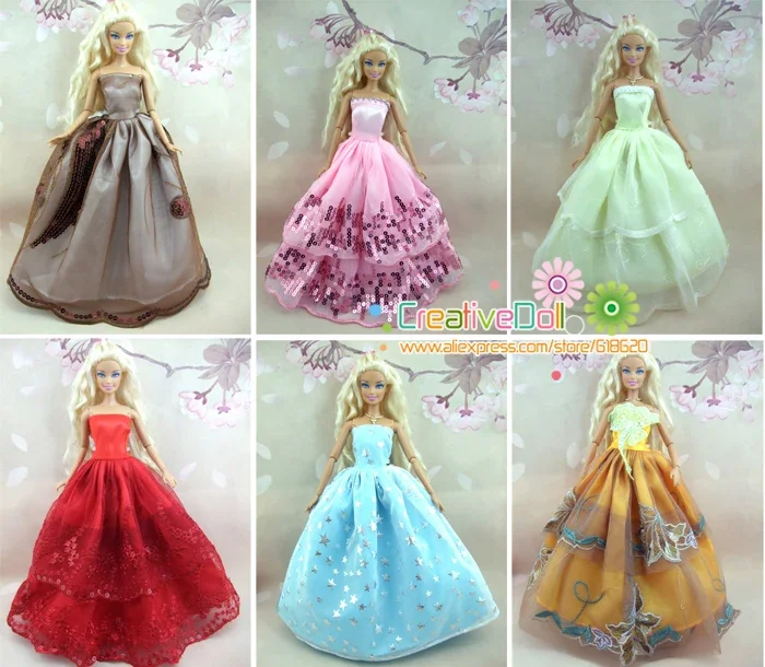 15 items = 5 Wedding Dress Princess Gown +5Pairs Shoes + 5 accessory Clothes For Barbie Doll baby girl birthday gift