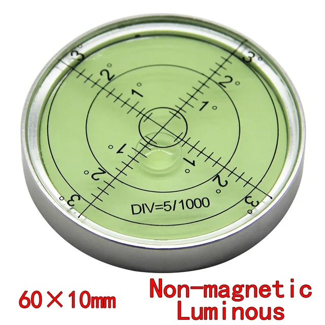 magnetic spirit levelmetal horizontal bubble high precision level bubble round levelmagnetic spirit 60*10mm Luminous