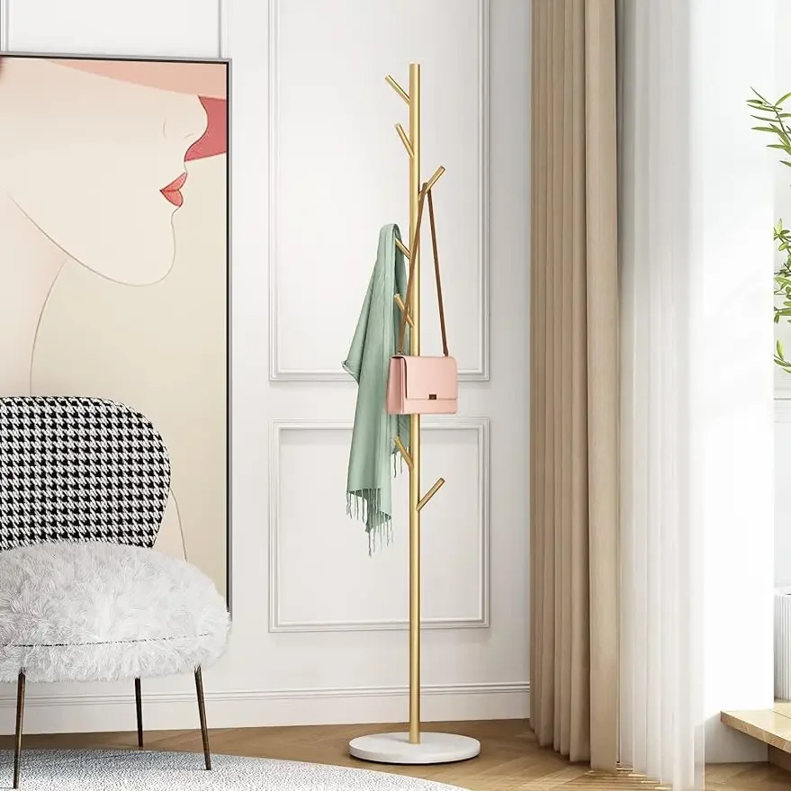 

Gold Coat Racks, Metal Coat Rack Freestanding with Hooks, Entryway Coat Rack Stand